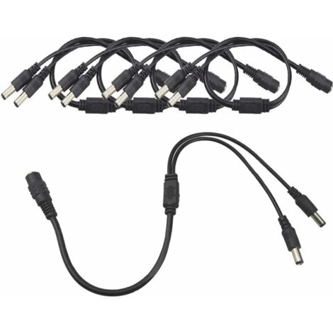Cavo splitter di alimentazione CC premium a 5 pezzi, cavo splitter per CCTV da 1 femmina a 2 maschi, cavo splitter di alimentazione CC da 5,5 x 2,1 mm (1/5)
