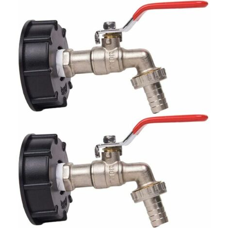 Rubinetto per serbatoio da 1000 litri, rubinetto per raccolta acqua piovana, adattatore per serbatoio IBC da 1/2", doppio rubinetto per raccolta acqua piovana, rubinetto in ottone realizzato in PP, fi (1/5)