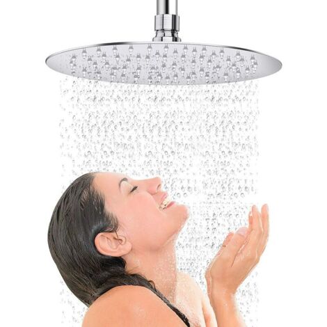 Soffione doccia rotondo, in acciaio inox 304, 25 cm (10 pollici), con filettatura standard G1/2”. (1/5)