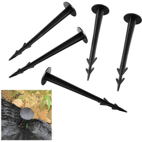 Picchetti di plastica per fissaggio a terra, chiodi, confezione da 100, picchetti per tenda, giardino, tenda, fissaggio a terra 16 cm, neri (50 pezzi) (1/4)