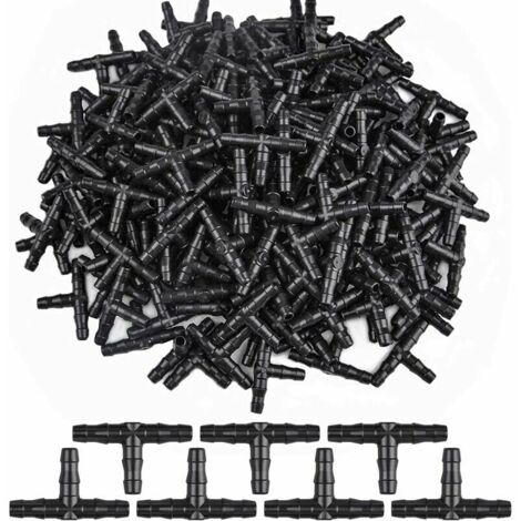 300 pezzi Connettori a T a 3 vie, Connettore per irrigazione a goccia a tre vie con attacco a barb, Adattatore con connettore a T, Raccordo per tubo, Tubo da giardino, Irrigatore con attacco a barb, S