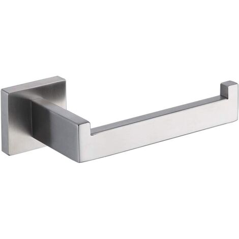 Dispenser di carta igienica in nichel spazzolato, dispenser e gancio a parete per bagno e cucina, stile moderno quadrato in acciaio inox (argento) (1/5)