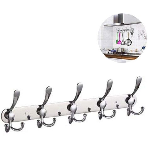 Gancio appendiabiti a 5 ganci, gancio multifunzione, gancio portasciugamani da bagno in acciaio inossidabile, gancio in metallo, per casa, cucina, toilette, bagno (1/5)