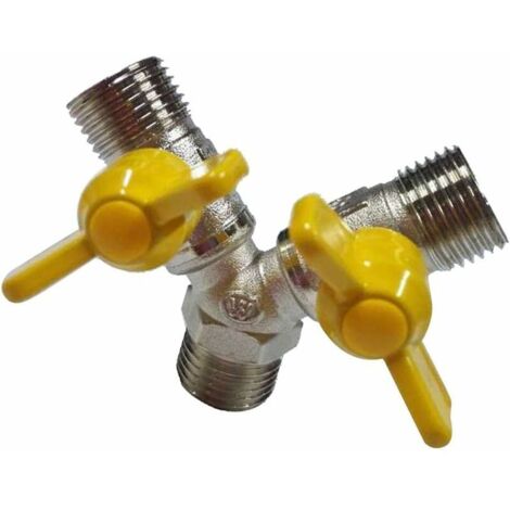 Connettore per tubo flessibile a doppia valvola di distribuzione del gas in ottone - 2 vie A (1/5)