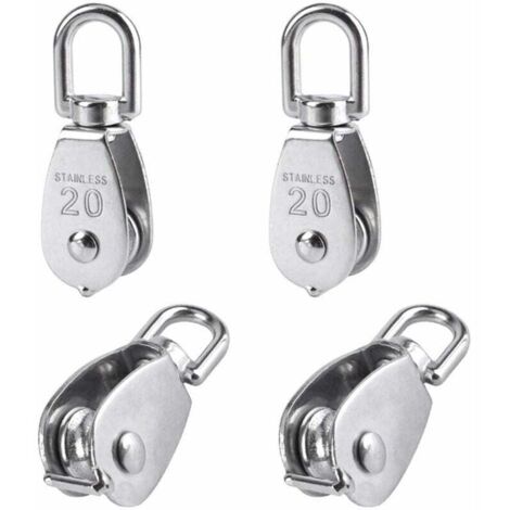 pezzi di puleggia di sollevamento in acciaio inox M20, puleggia a filo, ruota di trazione, accessori per fionda, adatti per uso domestico