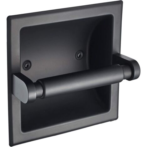 Porta rotolo di carta assorbente a incasso in acciaio inox nero opaco, formato quadrato 15 x 15 cm. Include staffa di montaggio posteriore. (1/5)