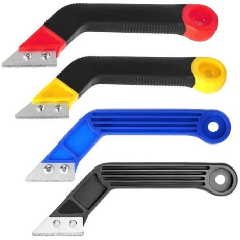 Set di 4 strumenti per la rimozione della malta, raschietti per fughe, raschietti per piastrelle, per la pulizia di cucina, bagno, pavimenti e piastrelle, blu e nero (1/5)