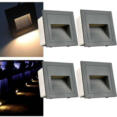 Lampada da parete a LED da incasso per giardino (A-Grey 4 pezzi), adatta per soggiorno, vialetto, lampada da parete per interni (1/5)