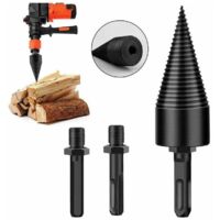 Spaccalegna, punta conica, punta per spaccare il legno da 42 mm, utensile per affilatura conica a vite per spaccare il legno resistente con 3 manici per trapano, quadrato/rotondo/esagonale