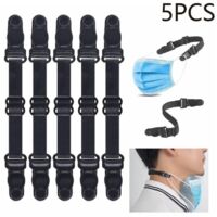 Cinturino per mascherina, gancio per mascherina, prolunga per mascherina, cinturino per mascherina chirurgica per tutte le taglie, riduce la pressione e migliora il comfort, 14-21 cm, 5 pezzi, nero