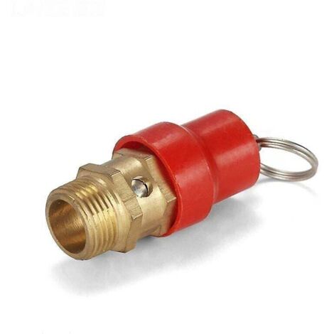 Válvula de seguridad para compresor de aire, válvula limitadora de presión G1/4 macho, presión de ajuste de 8 kg, tapa roja, 1 unidad