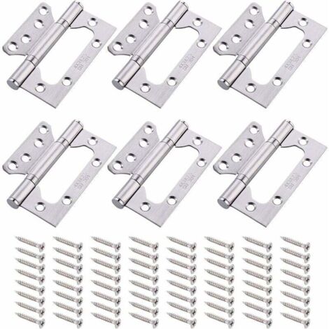 Bisagras para puertas (6 unidades) Bisagras de acero inoxidable 304 Bisagras de 4 pulgadas Bisagra de puerta con 16 cps Vis Bisagras para puertas artículos del hogar (1/4)