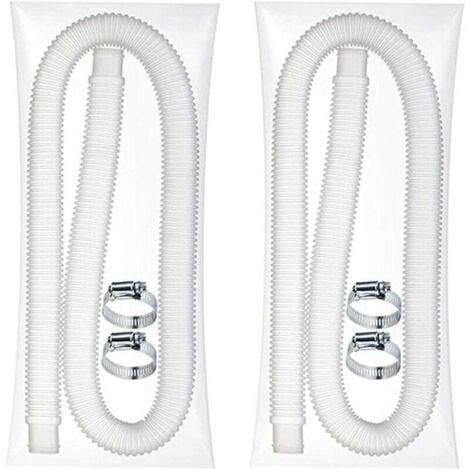 Tuyau piscina universal flexible - Tuyau de cambio para piscinas fuera del sol - 2 tubos de bombas à filtro sopa con 4 pnces métalliques (diámetro: 32 mm, longitud: 1,5 m) (2 piezas)