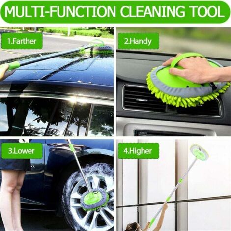 BOUFEIDA Brosse De Lavage Télescopique 4 Positions - Brosse Voiture Long Manche Pour Camping-Car, Camion, Jardin