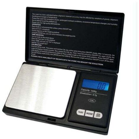 Bilancia di precisione, 500 g/0,01 g, bilancia da cucina, bilancia di precisione da 0,01 g, bilancia tascabile con schermo LCD, piccola bilancia per gioielli, con funzione tara, acciaio inossidabile ( (1/4)