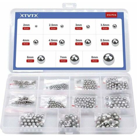 510 piezas Billet de roulement en acero cromado de precisión sólido Kit surtido Combinaison 2 mm-8 mm Usado rápidamente