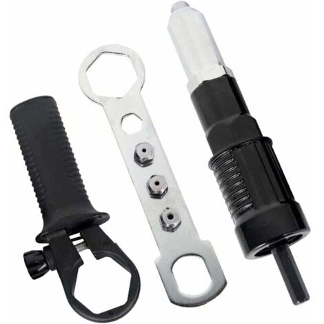 Adaptador para remachadora eléctrica, adaptador para taladro remachador, herramienta para insertar tuercas en la remachadora con cabezal de remache de 2,4/3,2/4,0/4,8 mm de diámetro y llave con mango (1/5)