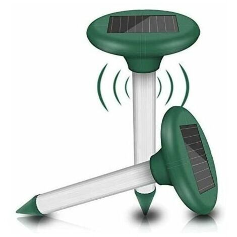 Repelente solar ultrasónico para topos (paquete de 2), repelente solar para ratones, topos y serpientes - Para césped y granja (verde)