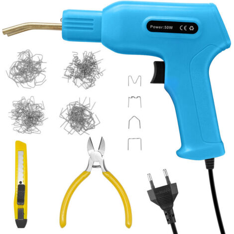 Kit de reparación de parachoques de coche, máquina de soldadura de plástico, herramienta de garaje de 50 W, grapadora térmica, grapadora de PVC (verde azulado) (1/5)