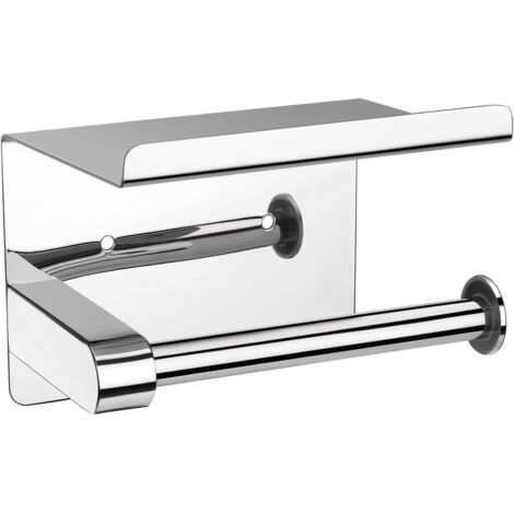 Soporte adhesivo para papel higiénico, montaje en pared, soporte para papel higiénico SUS304, dispensador de rollos de papel higiénico gigantes (cromo pulido)