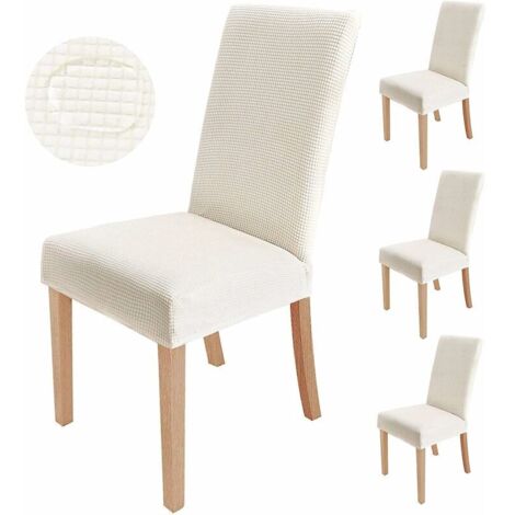 Fundas para sillas BETTE de 4 piezas, elásticas, modernas y lavables, ideales para fiestas, banquetes, hoteles y oficinas (beige)