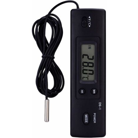 Termómetro digital LCD con sensor de sonda de humedad y medición de temperatura, apto para refrigeradores, acuarios y aires acondicionados. (1/5)