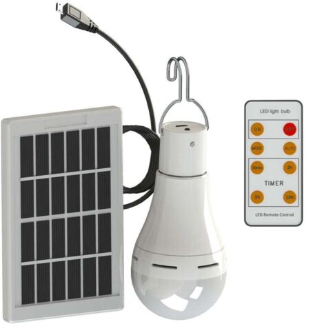 BLS-70-25RC 9W Control remoto + Bombilla solar + Panel solar (Interruptor inteligente, Luz blanca fría) Luz LED, para uso exterior, jardín, patio (1/5)
