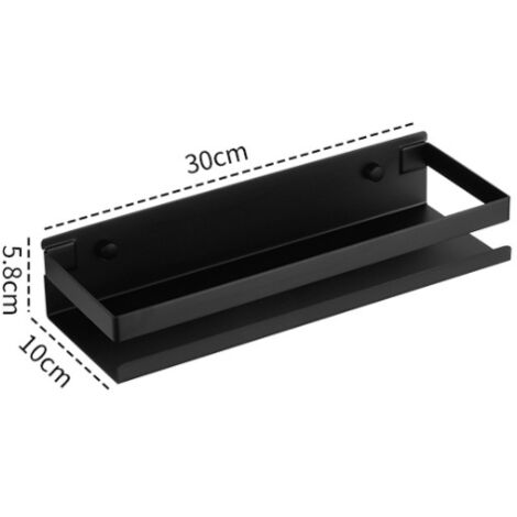 Estante de almacenamiento de pared, soporte de acero inoxidable 304, soporte multifuncional para suministros de cocina (negro 30 cm) (1/5)