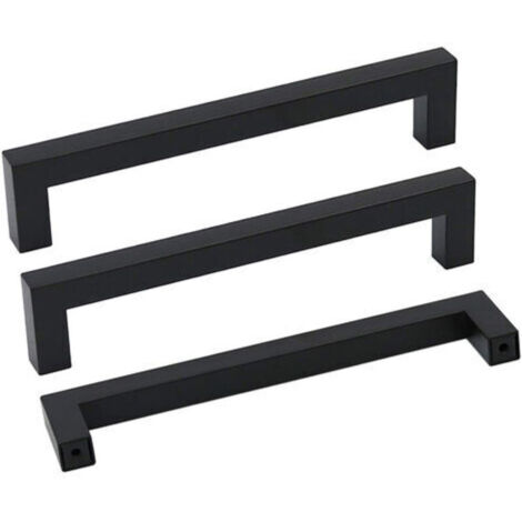 Juego de 10 tiradores de acero inoxidable para muebles, 160 mm, estilo moderno, para cajones, cómodas, armarios y puertas, color negro.