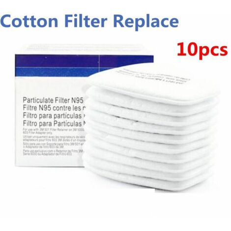 10 filtros de algodón / cartuchos de repuesto para respiradores de las series 6000501, 6200, 7502 y 6800.