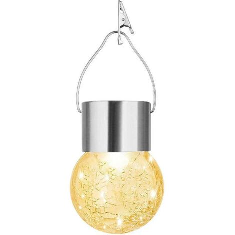 Farol solar con clip, luces de bola de cristal craquelado - Luces navideñas LED decorativas para patio, jardín y césped (1/5)