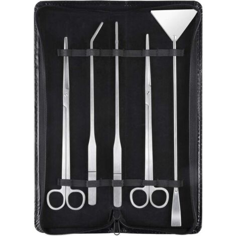 Kit de paisajismo acuático 5 en 1 de acero inoxidable para acuarios, plantas acuáticas y herramientas: incluye pinzas, tijeras y espátula. (1/5)