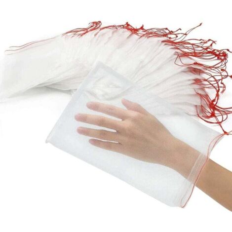 Paquete de 50 bolsas protectoras para frutas, bolsas de malla para jardín, bolsas de organza para protección contra avispas con cordón, 25 x 15 cm