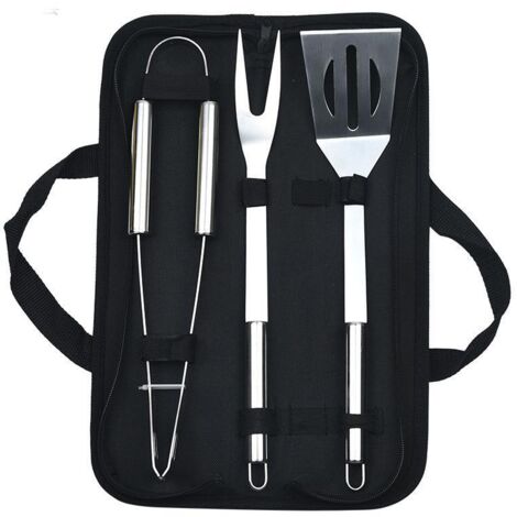 Set per griglia in acciaio inossidabile, utensile combinato per barbecue, set di 3 sacchetti, manico a tubo piccolo (1/5)
