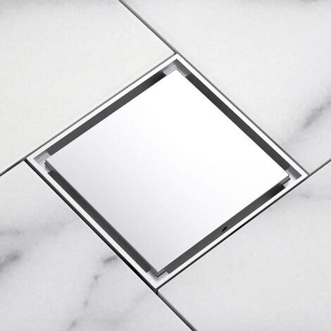 Scarico A Pavimento Quadrato Nero 10x10 Cm - In Rame - Con