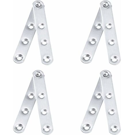 Juego de 4 bisagras pivotantes de acero inoxidable (100x16 mm), con rotación de 360°, pivotan hacia abajo, para puertas de armarios y zapateros - Plateado (1/4)