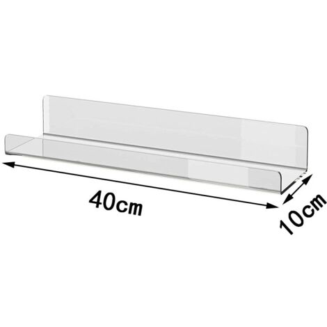 Estante de pared acrílico en forma de U, decoración de pared (transparente grande, 40105 cm) (1/5)
