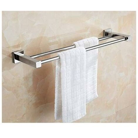 Toallero doble para baño o cocina, acero inoxidable, acero inoxidable SUS304 con acabado pulido, 60 cm (1/5)