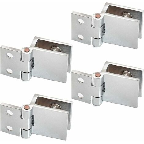 Bisagra de clip para puerta de vidrio de 4 piezas, para ducha, soporte de acero inoxidable para puerta de armario de apertura en esquina, bisagra para puerta de vidrio de armario de cocina, vitrina (1/4)