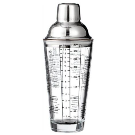 Vaso de acero inoxidable con escala de barman, vaso mezclador, vaso para té con leche, 450 ml (blanco) (1/3)