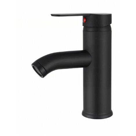 Grifo mezclador para lavabo de baño, grifo tipo cascada, grifo mezclador negro retro, grifo mezclador para lavabo (corto) (1/5)