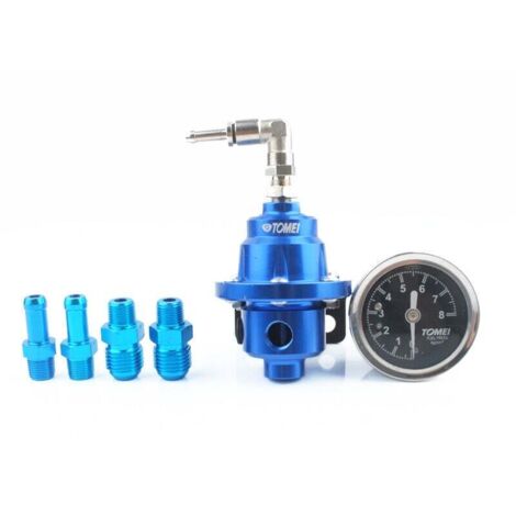 Regulador de presión de combustible universal de aluminio para automóvil, 160 psi, ajustable, 1:1, kit de manómetro de aceite (1/5)