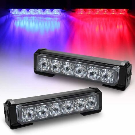 Luces estroboscópicas para vehículos de emergencia, barra de luces de advertencia roja y azul (1/4)