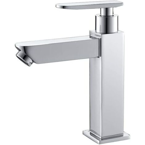 Grifo de baño solo para agua fría, grifo mezclador de lavabo de metal duradero, grifo para lavabo de manos, cartucho cerámico, aireador extraíble, fácil de limpiar o reemplazar, diseño moderno. (1/5)
