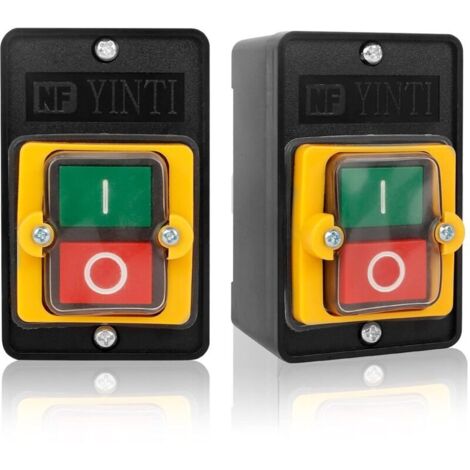 Interruptor de botón pulsador, 2 unidades. Interruptores de botón pulsador para equipos mecánicos y maquinaria textil. Botón pulsador impermeable que puede controlar directamente el motor (AC220V / 38 (1/5)