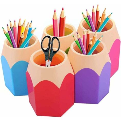 Set di 5 portapenne in colori assortiti, portapenne, portapenne, portapenne, portapenne, organizer da scrivania, organizer per cancelleria