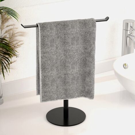 Toallero en forma de T, toallero de baño, toallero de baño ligero, toallero de cocina negro (1/5)