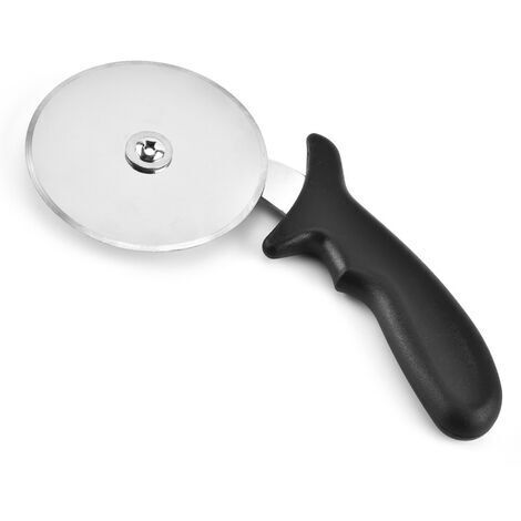 Cortador de pizza, rueda para pizza, cuchillo para pizza con hoja de acero inoxidable, hoja de 10 cm de diámetro con abrazadera ajustable, color negro. (1/5)