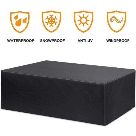 La funda para muebles está fabricada con tejido Oxford 210D, a prueba de polvo, impermeable y resistente a los rayos UV, apta para todo tipo de muebles de exterior (180x120x74cm). (1/5)