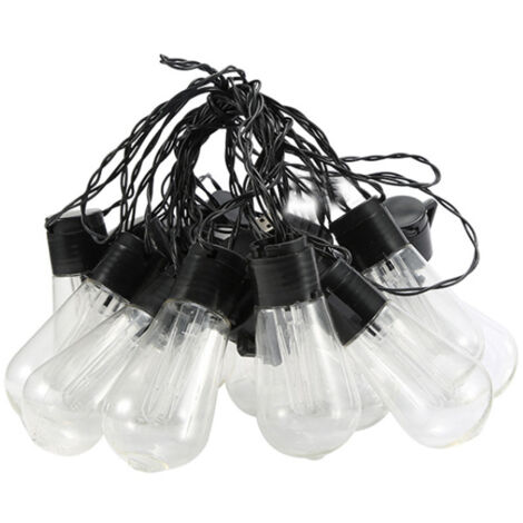 Guirnalda de luces solares decorativas con bombillas en forma de lágrima, ideales para decorar jardines, patios y fiestas (blancas, 20 bombillas solares). (1/5)